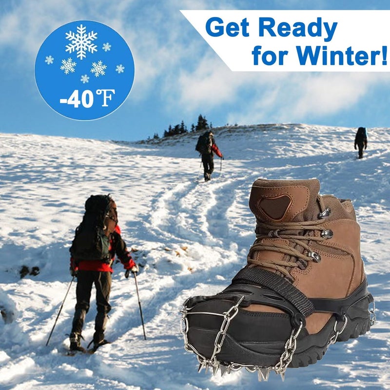 Goodffy Crampons Ice Cleats, Anti Slip 19 Stainless Steel Spikes Ice Snow Grips for Boots Shoes Women Men Traction Cleats Protect Footwear for Hiking Mountaineering Fishing Walking Climbing - Image 5